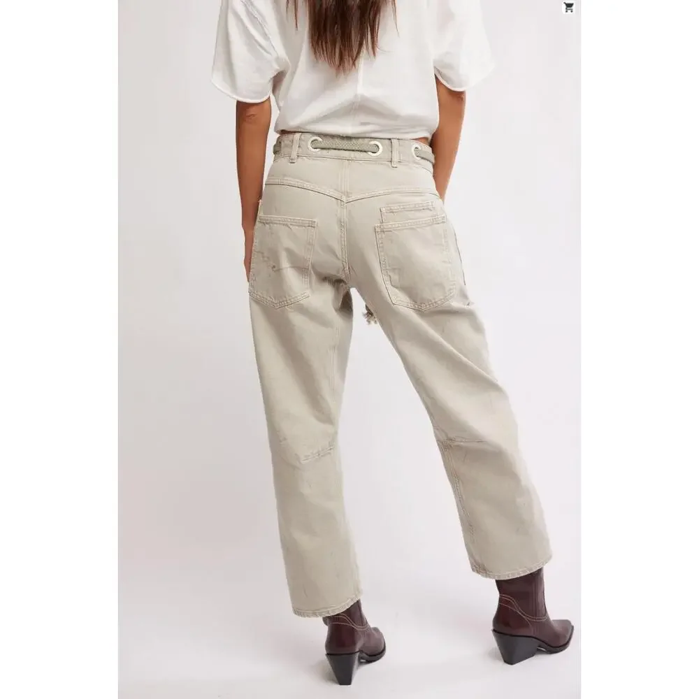 Free People Moxie Low Slung Pants Women's 25 Barrel Jetty Cotton Pull On DDR2730 - Picture 7 of 12